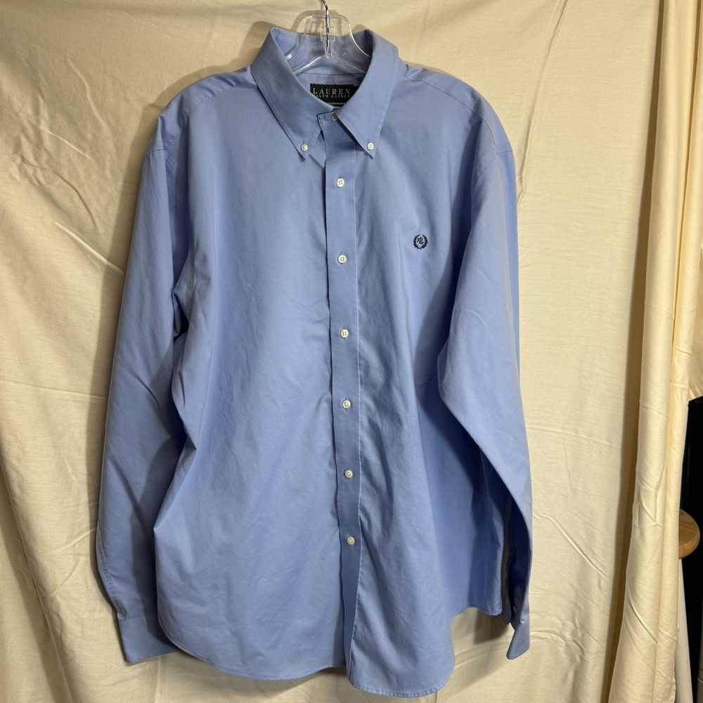 Ralph Lauren Classic Fit Blue L/S Button Up Shirt Men's Size XL 17.5 36/37